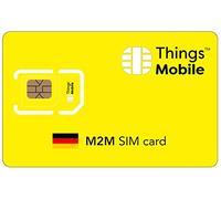 Tarjeta SIM M2M Alemania -Things Mobile - Cobertura Global, Red multioperador GSM/2G/3G/4G LTE, sin costos fijos, sin vencimiento con tarifas competitivas. 10 € de crédito Incluido