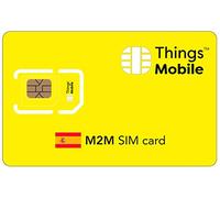 Tarjeta SIM M2M ESPAÑA - Things Mobile - con Cobertura Global y Red multioperador GSM/2G/3G/4G LTE, sin costes fijos, sin vencimiento y con tarifas competitivas, con 10 € de crédito Incluido