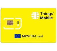 Tarjeta SIM M2M Europa - Things Mobile con Cobertura Global y Red Multi-Operador GSM/2G/3G/4G LTE, sin costes fijos, sin vencimiento y con tarifas competitivas, con 10 € de crédito Incluido