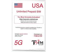 Tarjeta SIM prepagada de EE. UU. Llamadas/mensajes de texto entrantes y salientes ilimitados | Admite datos 5G de ultra alta velocidad. Punto de acceso/anclaje/uso compartido por Internet. (12 GB x 2