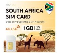 Tarjeta SIM Sudáfrica travSIM | Cobertura Nacional Johannesburgo, Durban + | La Tarjeta SIM Sudáfrica Tiene 1 GB, válidos 15 días | Utilice Google, Facebook, Whatsapp y más, sin Cargos adicionales