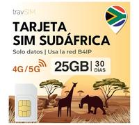 Tarjeta SIM Sudáfrica travSIM | Cobertura Nacional Johannesburgo, Durban + | La Tarjeta SIM Sudáfrica Tiene 25 GB, válidos 30 días | Utilice Google, Facebook, Whatsapp y más, sin Cargos adicionales