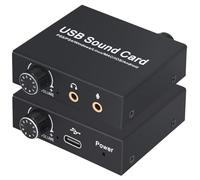 Tarjeta Sonido USB Externa, Tendak Tarjeta de Sonido Estéreo con Adaptador de Audio USB con Auriculares de 3,5mm y Puerto de Micrófono, Control de Volumen, Ajuste de Graves para PS5 PC