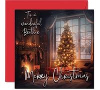 Tarjeta tradicional de feliz Navidad para hermano - Feliz Navidad a hermano - Tarjeta de Navidad feliz de hermana hermano hermano, 145 mm x 145 mm, tarjetas de felicitación de temporada individuales