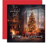 Tarjeta tradicional de feliz Navidad para papá - Feliz Navidad a papá - Tarjeta de Navidad feliz de hijo hija hijo, 145 mm x 145 mm, tarjetas de felicitación de temporada individuales de regalo