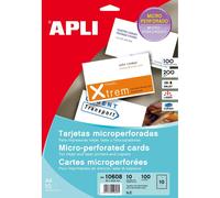 Tarjeta Visita APLI Microperforada Blanco Mate 90 x 50,8 mm, Pack x 100
