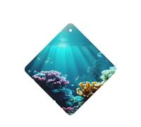 Tarjetas ambientadoras de coche con impresión de paisaje subacuático, 10 hojas colgantes perfumadas para coche