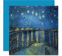 Tarjetas clásicas de Van Gogh para mujeres y hombres, estrellas sobre el Ródano, famosa tarjeta de cumpleaños abstracta para mamá, papá, tía, niñera, abuelo, 145 mm, tarjetas de felicitación de