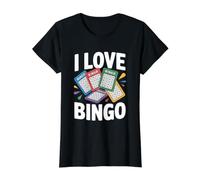 Tarjetas Coloridas de I Love Bingo Camiseta gráfica económica, Mujer, Negro, XL