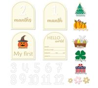 Tarjetas con letreros de los meses de los hitos del bebé, decoraciones, tarjetas de madera con los hitos mensuales del bebé, letreros de los meses del bebé para anunciar los hitos del bebé