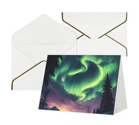 Tarjetas con sobres, diseño de Aurora Boreal en blanco para todas las ocasiones, tarjeta de condolencias en blanco, tarjeta de agradecimiento para invitaciones de boda, fiesta de cumpleaños