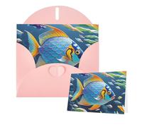 Tarjetas con sobres, diseño de escamas de peces arcoíris, tarjetas en blanco para todas las ocasiones, tarjeta de condolencias en blanco, tarjetas de felicitación de agradecimiento para invitaciones