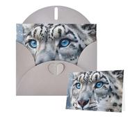 Tarjetas con sobres, diseño de leopardo de nieve de ojos azules, tarjetas en blanco para todas las ocasiones, tarjeta de condolencias en blanco, tarjetas de felicitación de agradecimiento para