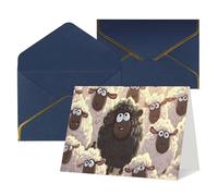 Tarjetas con sobres, diseño de ovejas blancas y negras para todas las ocasiones, tarjeta de condolencias en blanco, tarjeta de agradecimiento para invitaciones de boda, fiesta de cumpleaños