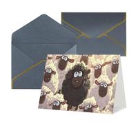 Tarjetas con sobres, diseño de ovejas blancas y negras para todas las ocasiones, tarjeta de condolencias en blanco, tarjeta de agradecimiento para invitaciones de boda, fiesta de cumpleaños