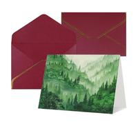 Tarjetas con sobres, tarjetas en blanco de bosque verde para todas las ocasiones, tarjeta de condolencias en blanco, tarjetas de felicitación de agradecimiento para invitaciones de boda, fiesta de
