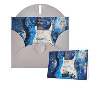 Tarjetas con sobres, tarjetas en blanco de guitarra azul para todas las ocasiones, tarjeta de condolencias en blanco, tarjetas de felicitación de agradecimiento para invitaciones de boda, fiesta de