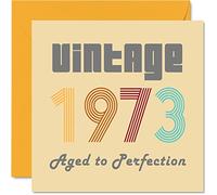 Tarjetas de 50 Cumpleaños para Hombres y Mujeres, Vintage de 1973 Envejecido a la Perfección, Tarjeta de 50 Cumpleaños Divertida para Ella, él, 145 mm x 145 mm, Tarjetas de Felicitación de Cumpleaños
