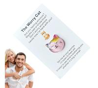 Tarjetas de abrazo de recuerdo: ficha de abrazo de bolsillo de gato en miniatura y tarjeta de poema, regalo de intercambio de relaciones motivacionales, saludo con estuche de accesorios - para apoyo a