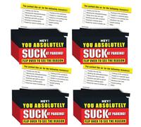Tarjetas de advertencia falsas de broma de 2 x 3.5 pulgadas con texto en inglés "You Suck at Parking", tarjetas de divertidas para broma, propiedad, estacionamiento, garaje, hombres y
