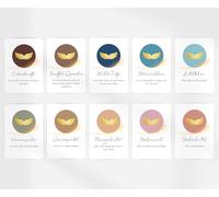 Tarjetas de afirmación - 10 refranes de valor, fuerza e instrucción - con soporte de madera en bolsa de algodón - Tarjetas de atención plena, refranes mantra, idea de regalo para corazón y alma