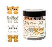 Tarjetas De Afirmaciones Positivas - 60 Piezas De Tarjetas De Gatos Lindos | Frasco de Gato Positivo | Para Mujeres Hombres Compañeros de Trabajo Decoración de Escritorio Mindfulness Cuidado de la Sal
