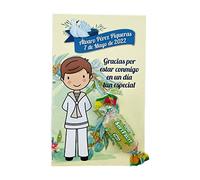 Tarjetas de Agradecimiento Comunión Niño Personalizado Beige, 26 Unidades