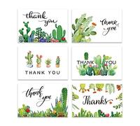 Tarjetas de agradecimiento de cactus, paquete de 36 tarjetas de agradecimiento suculentas con sobres de 4 x 6 pulgadas, tarjetas de agradecimiento de cactus surtidas para bodas, fiestas de novia, baby