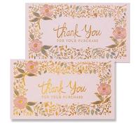 Tarjetas de agradecimiento por tu pedido, paquete de 100 tarjetas florales de agradecimiento por tu compra, 2 x 3.5 pulgadas, tamaño de tarjeta de visita