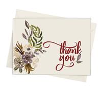 Tarjetas de agradecimiento por un funeral - Tarjetas de agradecimiento por duelo con sobres - Mensaje en el interior: 50 flores de oto?o