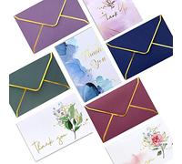 Tarjetas de agradecimiento resistentes con sobres, paquete de 36 unidades, notas de agradecimiento doradas de 4 x 6 pulgadas, tarjetas de agradecimiento para baby shower, tarjetas de agradecimiento de