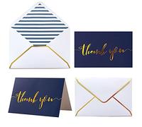 Tarjetas de agradecimiento resistentes con sobres, paquete de 36 unidades, notas de agradecimiento doradas de 4 x 6 pulgadas, baby shower, boda, pequeña empresa, graduación, funeral, despedida de