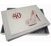 Tarjetas de algodón blanco 40o cumpleaños de la bola y los zapatos del brillo Tiny álbum
