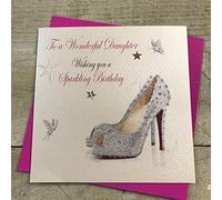 Tarjetas de algodón blanco PD41 "To A Wonderful Daughter Wishing You A Sparkling Birthday" hechas a mano tarjeta de cumpleaños