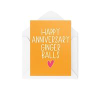 Tarjetas de aniversario divertidas | Tarjeta de bolas de jengibre | For Him Bromas Marido Novio Chistes Celebrar el matrimonio de esposa Pelirroja | CBH977