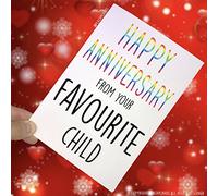 Tarjetas de aniversario, felicitación de aniversario de su hijo favorito, tarjeta de mamá, tarjeta de papá, tarjeta de felicitación de aniversario, divertidas tarjetas, novedad PC43