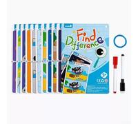Tarjetas de aprendizaje borrables portátiles reutilizables para encontrar diferencias, juego para educación (dificultad 2)