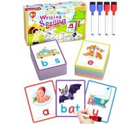 Tarjetas de aprendizaje de ortografía vocal corta - Tarjetas de ortografía de doble cara, tarjeta de aprendizaje de escritura a mano, juego de aprendizaje de palabras | -Juguete educativo para leer y