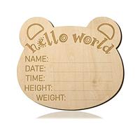 Tarjetas de Bebe Momentos, 15cm Tarjetas de Hitos Bebe Letreros de Nombre de Guardería de Bebé de Hito de Madera Forma de Cabeza de Oso para Anuncios de Hospital y Embarazo
