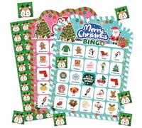 Tarjetas de bingo de Navidad para 30 jugadores, juegos familiares únicos de Navidad para familias, actividades reutilizables en el aula con tema festivo rojo y verde, suministros de regalos de fiesta