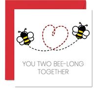 Tarjetas de boda para novia y novio - Bee-Long Together - Tarjetas de feliz día de boda felicitaciones, felicitaciones bien hecho, tarjeta de recién casado, 145 mm x 145 mm, tarjetas de felicitación