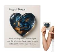 Tarjetas de bolsillo en forma de corazón - Recuerdo del dragón de acrílico, corazón coleccionable | Tarjeta decorativa para niña adolescente, mujer, madre, escritorio, estante, mesita de noche