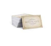 Tarjetas de bonificación en blanco para rellenar, estilo vintage (100 unidades) con espacio para nombres de clientes y sellos de empresa, tarjetas con diseños modernos