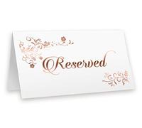Tarjetas de carteles de mesa reservadas, papel de aluminio de oro rosa, paquete de 20 unidades, tarjeta de lugar VIP, Reserved Rose 5 / 20