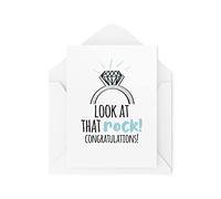 Tarjetas de compromiso divertidas | Bromas comprometidas Propuesta Amigos Chistes | Mira esa roca | Anillo de diamantes Felicitaciones Amor de boda | CBH867