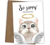 Tarjetas de condolencias de gato - Tarjeta de condolencias por la pérdida de gato y mejor amigo en el cielo - Tarjeta de duelo para mascotas con condolencia más profunda de la muerte de los gatos