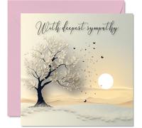 Tarjetas de condolencias pensando en ti, tarjetas de condolencia más profunda, tarjeta de condolencia de árbol y mariposas, duelo para adultos, perdón por tu pérdida, saludo de flores de 145 mm