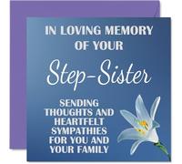 Tarjetas de condolencias - Tarjeta de condolencias con texto en inglés "In Loving Memory Of Your Step Sister", tarjetas de duelo para adultos, 145 mm x 145 mm, tarjeta de condolencias pensando en ti,