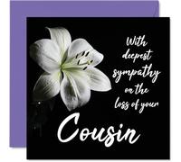 Tarjetas de condolencias - Tarjeta de condolencias más profundas sobre la pérdida de tu primo - Tarjetas de duelo para adultos, 145 mm x 145 mm, tarjeta de condolencias pensando en ti, tarjetas de