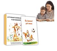 Tarjetas de confirmación infantil, afirmaciones positivas para niños | 32 tarjetas flash alemanas mindfulness - Notas inspiradoras, construcción de confianza, tema animal, empoderamiento de citas para